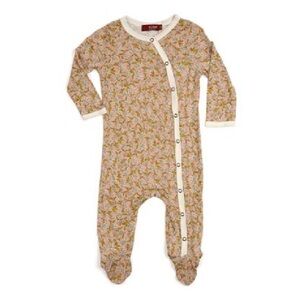 Milkbarn Kids Snap Footed Pajama Romper Rose Floral
